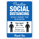 Social Distancing Sign, Practice Social Distancing In The Elevator