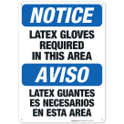 Bilingual Latex Gloves Required In This Area Sign, OSHA Sign