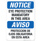 Bilingual Eye Protection Mandatory In This Area Sign, OSHA Sign