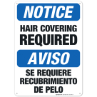 Bilingual Hair Covering Required Sign, OSHA Sign