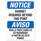 Bilingual Hairnet Required Beyond This Point Sign, OSHA Sign