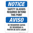 Bilingual Safety Glasses Required Beyond This Point Sign, OSHA Sign