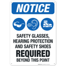 Safety Glasses Hearing Protection And Safety Shoes Required Sign, OSHA Sign