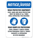 Wear Protective Equipment Bilingual Sign, OSHA Notice Sign