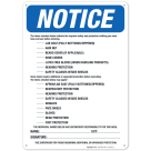 Checked Items Below Are Required Before Entering Sign, OSHA Notice Sign