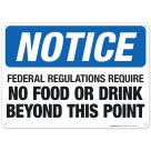 Notice No Food or Drink Beyond This Point Sign, OSHA Notice Sign