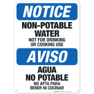 Non-Potable Water - Not For Drinking Or Cooking Use Bilingual Sign, OSHA Notice Sign