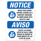 Wash Your Hands Before Leaving As A Sanitary Measure Bilingual Sign, OSHA Notice Sign