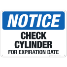 Check Cylinder For Expiration Date Sign, OSHA Notice Sign
