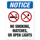 No Smoking, Matches, Or Open Lights Sign, OSHA Notice Sign