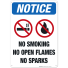 No Smoking, No Open Flames, No Sparks Sign, OSHA Notice Sign
