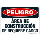 Construction Area Hard Hat Required Spanish Sign, OSHA Danger Sign