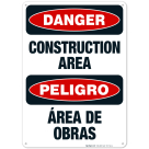 Construction Area Bilingual Sign, OSHA Danger Sign