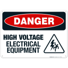 Danger High Voltage Electrical Equipment Sign, OSHA Danger Sign