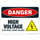 Danger High Voltage Electrical Shock Hazard Sign, OSHA Danger Sign