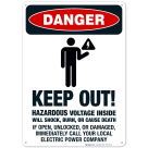 Keep Out Hazardous Voltage Inside Will Shock, Or Cause Death Sign, OSHA Danger Sign