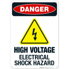 High Voltage Electrical Shock Hazard Sign, OSHA Danger Sign