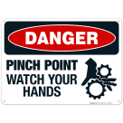 Pinch Point Watch Your Hands Sign, OSHA Danger Sign