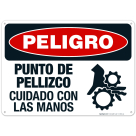 Pinch Point Watch Your Hands Spanish Sign, OSHA Danger Sign