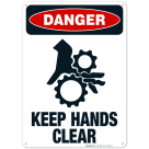 Keep Hands Clear Sign, OSHA Danger Sign, (SI-3905)
