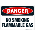 No Smoking Flammable Gas Sign, OSHA Danger Sign