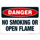 No Smoking Or Open Flame Sign, OSHA Danger Sign