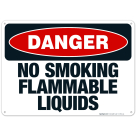 No Smoking Flammable Liquids Sign, OSHA Danger Sign