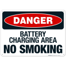 Danger Battery Charging Area No Smoking Sign, OSHA Danger Sign