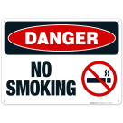 Danger No Smoking Sign, OSHA Danger Sign