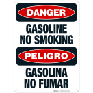 Gasoline No Smoking Bilingual Sign, OSHA Danger Sign, (SI-3969)