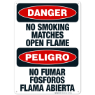 No Smoking Matches Open Flame Bilingual Sign, OSHA Danger Sign