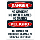 No Smoking No Open Flames No Sparks Bilingual Sign, OSHA Danger Sign