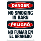 No Smoking In Barn Bilingual Sign, OSHA Danger Sign