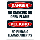 No Smoking Or Open Flame Bilingual Sign, OSHA Danger Sign