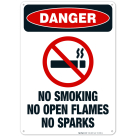 No Smoking No Open Flames No Sparks Sign, OSHA Danger Sign, (SI-3982)