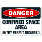 Danger Confined Space Area Entry Permit Required Sign, OSHA Danger Sign