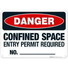 Danger Confined Space Entry Permit Required Sign, OSHA Danger Sign
