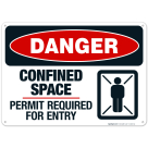 Danger Confined Space Permit Required For Entry Sign, OSHA Danger Sign