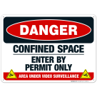 Danger Confined Space Enter By Permit Only Sign, OSHA Danger Sign