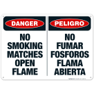 Danger No Smoking Matches Open Flame Bilingual Sign, OSHA Danger Sign