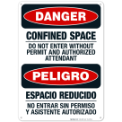 Confined Space Do Not Enter Without Permit Bilingual Sign, OSHA Danger Sign