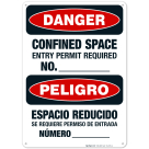 Confined Space Entry Permit Required Bilingual Sign, OSHA Danger Sign