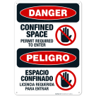 Confined Space Permit Required To Enter Bilingual Sign, OSHA Danger Sign