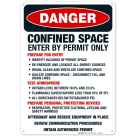 Confined Space Enter By Permit Only Attendant And Rescue Equipment Sign, OSHA Danger Sign