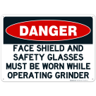 Grinder Safety Sign, With Danger Header