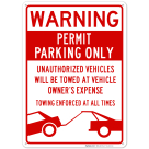 Permit Parking Only with Warning Sign