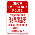 Snow Emergency Route No Parking Red Sign