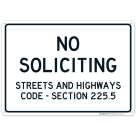Street And Highway No Soliciting Sign
