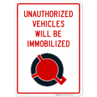 Unauthorized Vehicles Will Immobilized Sign