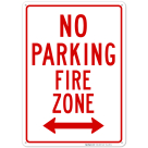 Left-Right No Parking Fire Zone Sign